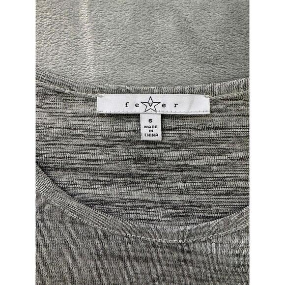 Fever Gray Black Lace Long Sleeves Layered Look Ruffled Hem Asymmetrical Top S - Picture 2 of 8